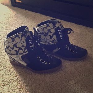 Coach black and grey wedged sneakers